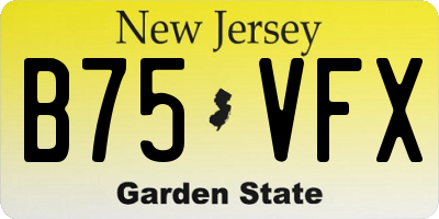 NJ license plate B75VFX