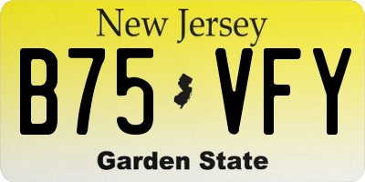 NJ license plate B75VFY