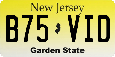 NJ license plate B75VID