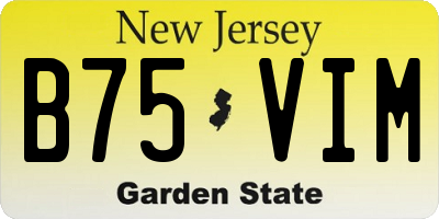 NJ license plate B75VIM