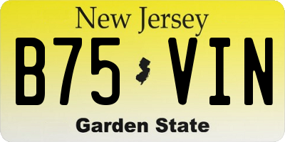 NJ license plate B75VIN
