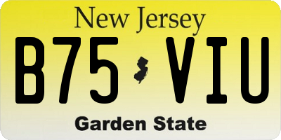 NJ license plate B75VIU