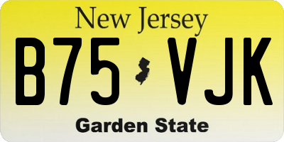 NJ license plate B75VJK