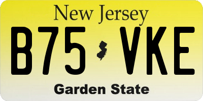 NJ license plate B75VKE