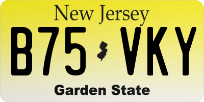 NJ license plate B75VKY