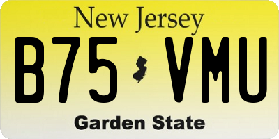 NJ license plate B75VMU