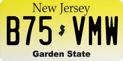 NJ license plate B75VMW
