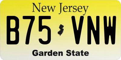 NJ license plate B75VNW