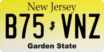 NJ license plate B75VNZ