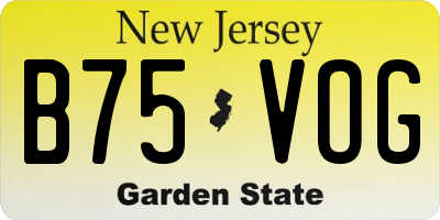 NJ license plate B75VOG