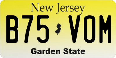 NJ license plate B75VOM
