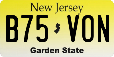 NJ license plate B75VON