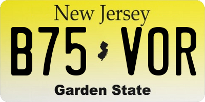 NJ license plate B75VOR