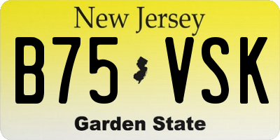 NJ license plate B75VSK