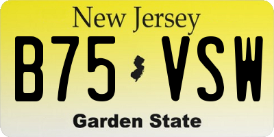 NJ license plate B75VSW
