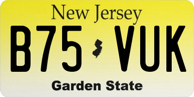 NJ license plate B75VUK