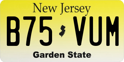 NJ license plate B75VUM