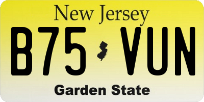NJ license plate B75VUN