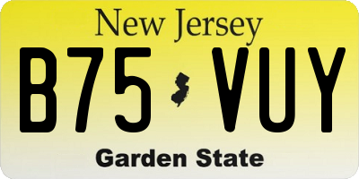 NJ license plate B75VUY