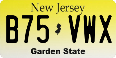 NJ license plate B75VWX