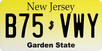 NJ license plate B75VWY