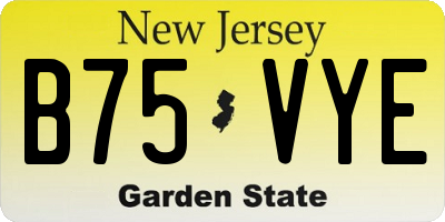 NJ license plate B75VYE