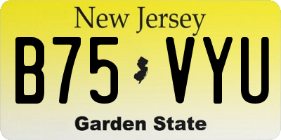 NJ license plate B75VYU