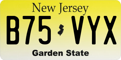 NJ license plate B75VYX