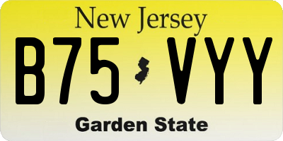 NJ license plate B75VYY