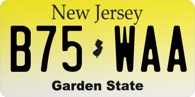 NJ license plate B75WAA