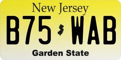 NJ license plate B75WAB