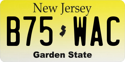 NJ license plate B75WAC