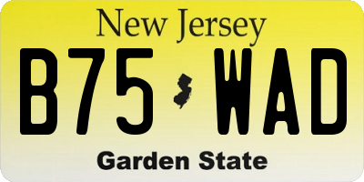NJ license plate B75WAD