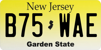 NJ license plate B75WAE