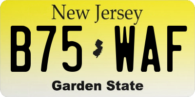 NJ license plate B75WAF
