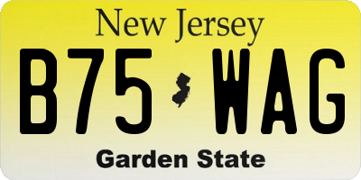 NJ license plate B75WAG