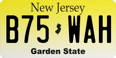 NJ license plate B75WAH