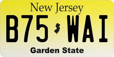 NJ license plate B75WAI