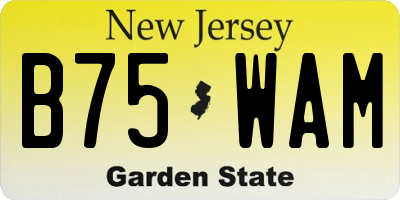NJ license plate B75WAM