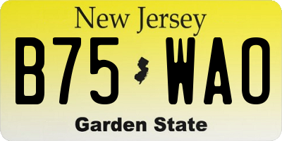 NJ license plate B75WAO