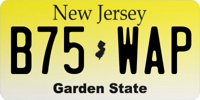 NJ license plate B75WAP