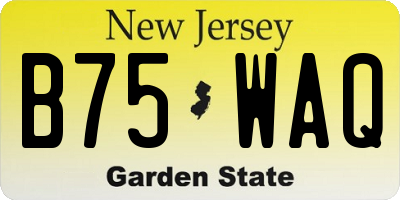 NJ license plate B75WAQ