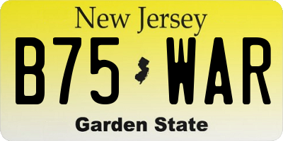 NJ license plate B75WAR
