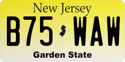NJ license plate B75WAW