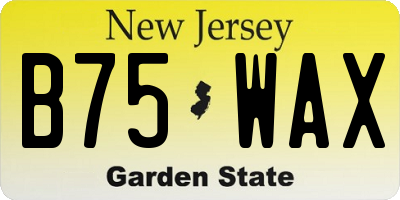 NJ license plate B75WAX
