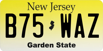 NJ license plate B75WAZ