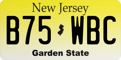 NJ license plate B75WBC