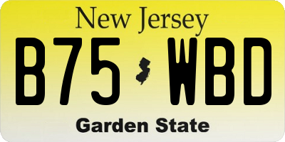NJ license plate B75WBD