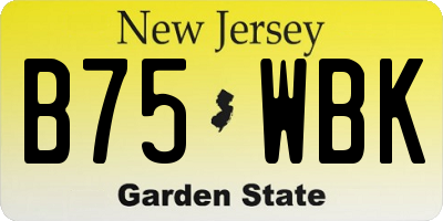 NJ license plate B75WBK