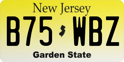 NJ license plate B75WBZ